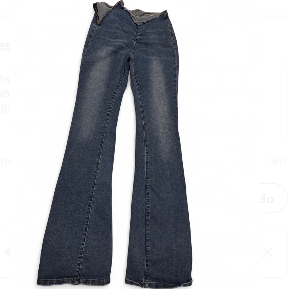 SHEIN Blue Flare Wide Leg Jeans